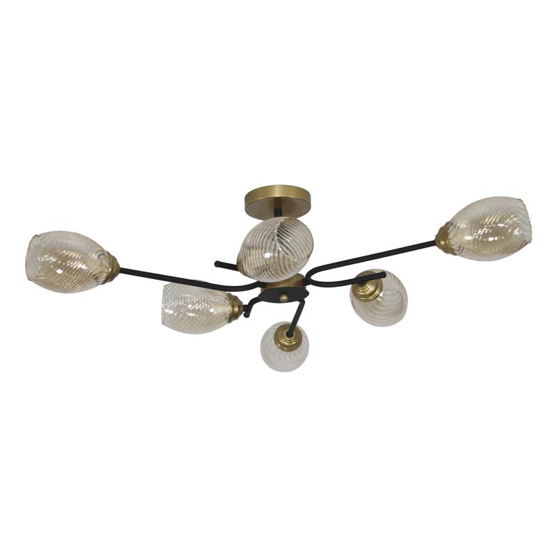 светильник "юна" 161 (плафон 8264) нпб 01-6х60-127 e14 (им) потолочн. черн. муар./зол. элетех 1005405429 от BTSprom.by