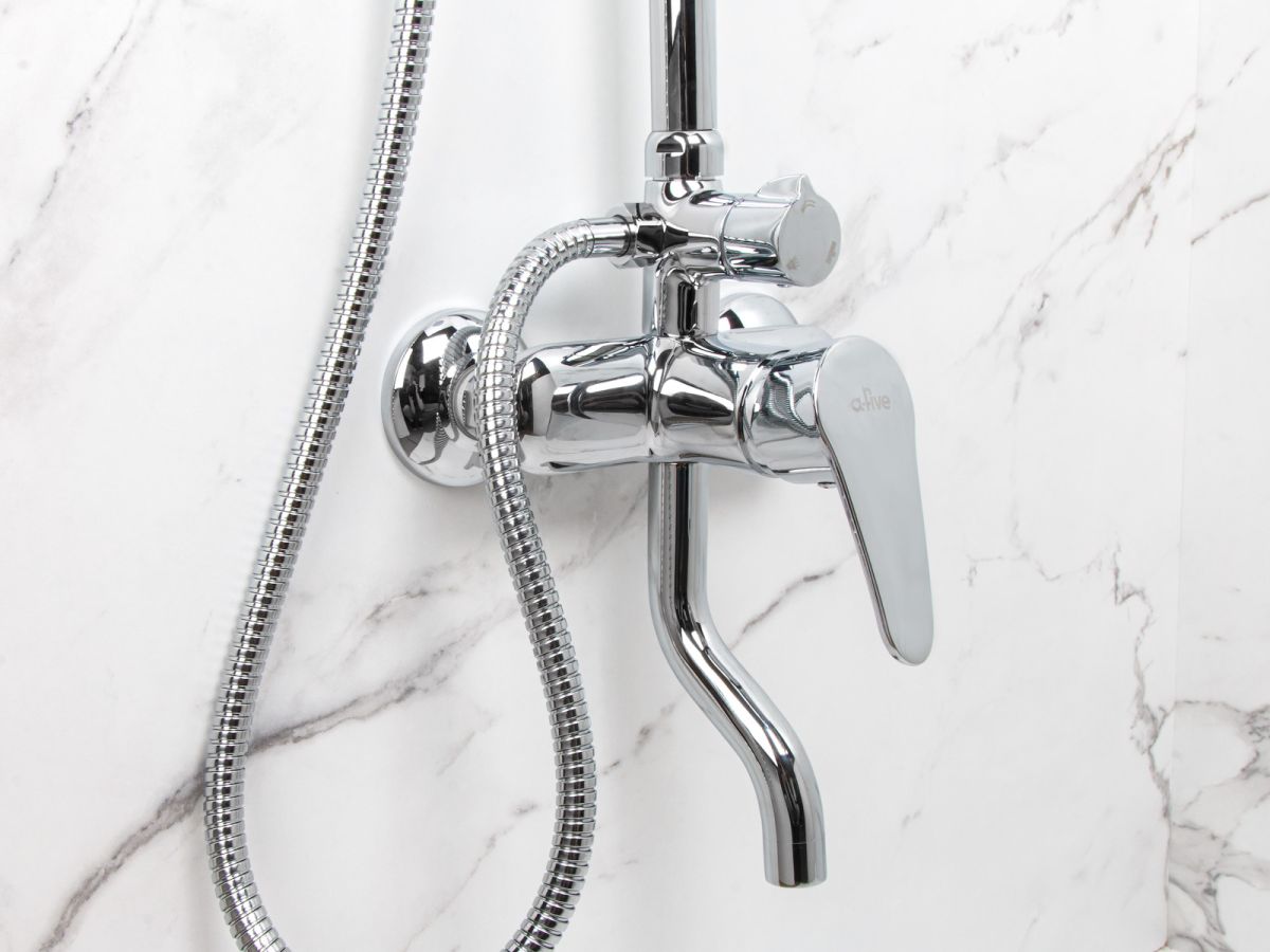  Душевая система (Lt) D40, серия Crocus хром, a-five (L-излив: длина 105 мм, высота 156 мм, монолитный. Троп. душ: вынос 400 мм, диаметр 200 мм.) A5-0137 фото в каталоге от BTSprom.by