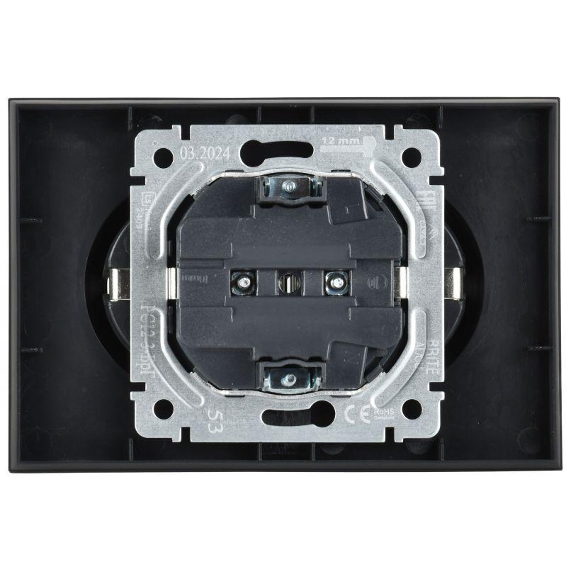  Розетка 2-м СП BRITE РС12-3-БрГ 16А в сборе с заземл. без защ. шторок графит IEK BR-R21-16-K53-F фото в каталоге от BTSprom.by