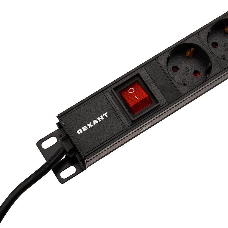  Блок распределения питания PDU 12 розеток СЕЕ 7/4 Schuko 16А выкл. вилка СЕЕ 7/7 вертикал. шнур 2м корпус алюм. Rexant 04-0204-2 фото в каталоге от BTSprom.by