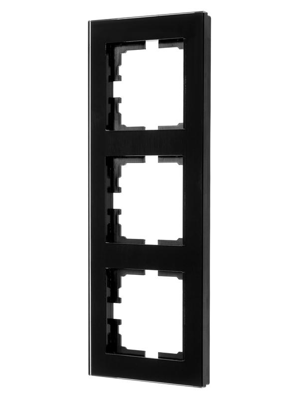 рамка 3-местн. вертик. vesna стекло черн. lezard 742-5880-153 от BTSprom.by