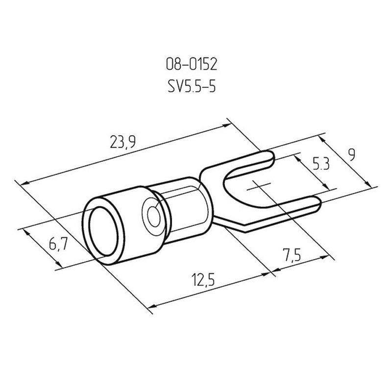  Наконечник вилочный изолир. (НВИ - 5.3мм) 4-6кв.мм (SVS5.5-5; VS5.5-5) REXANT 08-0152 фото в каталоге от BTSprom.by