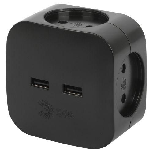 разветвитель электрический sp-4-usb-b на 4 розетки 220в+ 2xusb 2400ма без заземл 10а черн. эра б0049536 от BTSprom.by