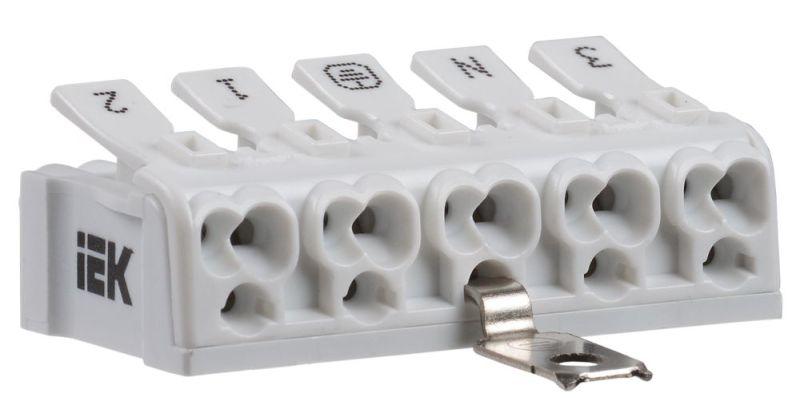 клемма пружинная соединительная кспз5-3l+n+pe iek ukz-b06-5p-f0-e1-10 от BTSprom.by