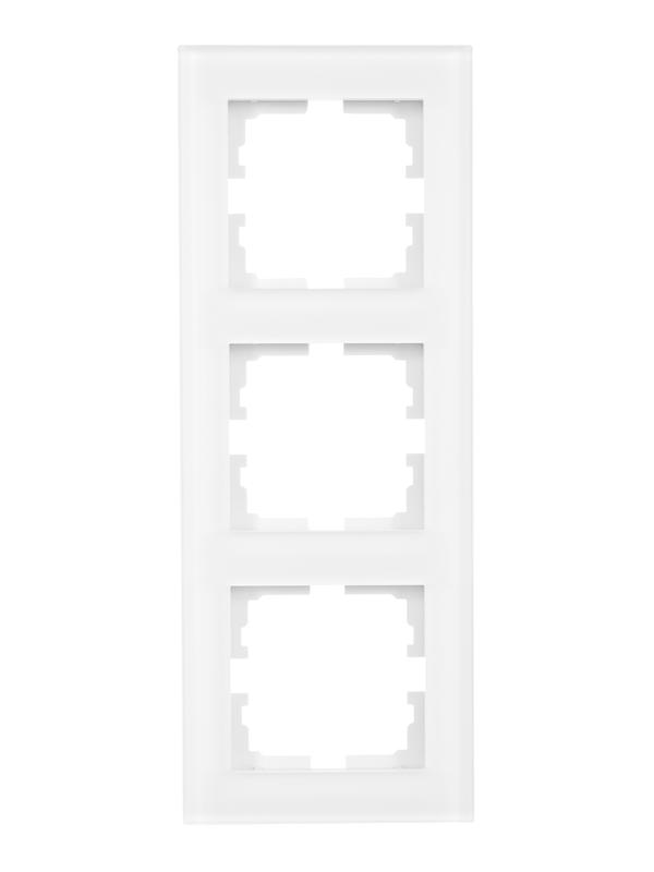  Рамка 3-местн. вертик. VESNA стекло бел. матов. LEZARD 742-5380-153 фото в каталоге от BTSprom.by