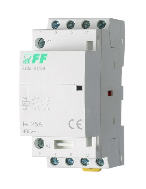 контактор модульный st25-31/24 3но+1нз 4вт 2мод. монтаж на din-рейку f&f ea13.001.015 от BTSprom.by