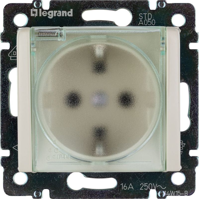  Розетка 1-м СП Valena 16А IP44 2P+E защ. шторки с крышкой немецк. стандарт механизм сл. кость IEK 774120 фото в каталоге от BTSprom.by