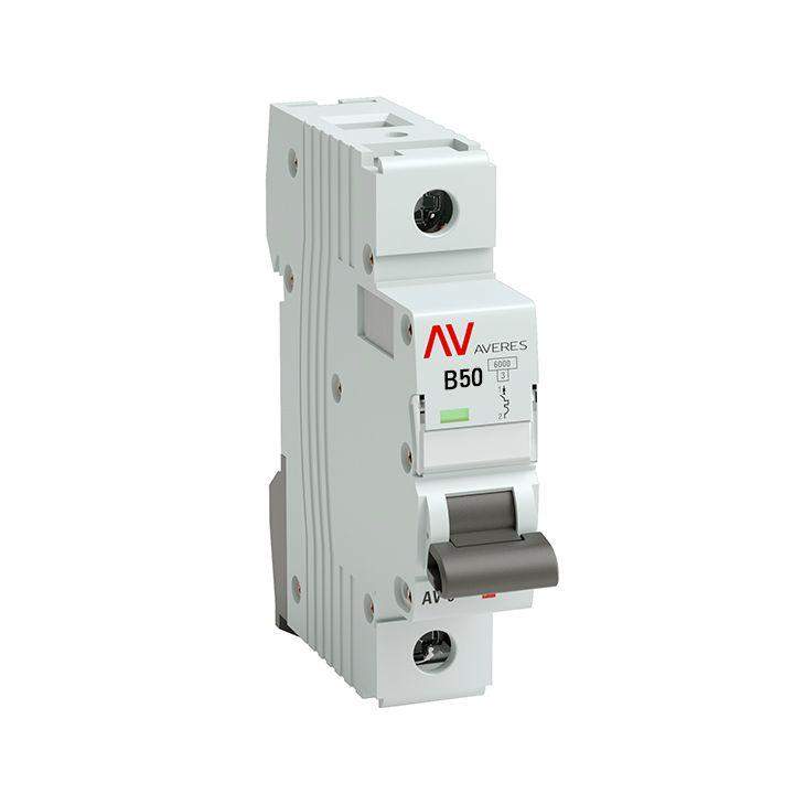  Выключатель автоматический модульный 1п B 50А 6кА AV-6 AVERES EKF mcb6-1-50B-av фото в каталоге от BTSprom.by