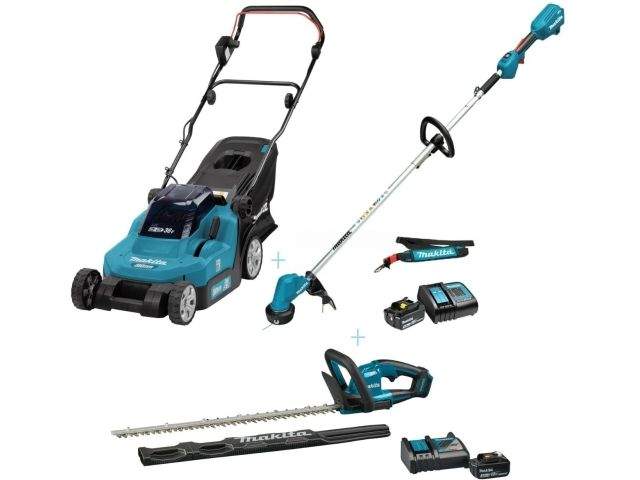 комплект газонокосилка аккум. makita lxt dlm382z + duh606rf+  dur192lsf (18.0 в, 2 акк., li-ion, шир. 38 мм, травосборник 40 л) от BTSprom.by