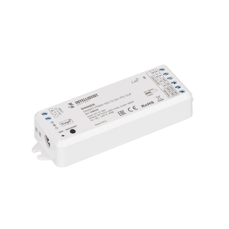 диммер smart-pwm-102-72-sh-pd-suf 12-36в 2х5а tuya ble 2.4g ip20 пластик intelligent arlight 038545 от BTSprom.by диммер smart-pwm-102-72-sh-pd-suf 12-36в 2х5а tuya ble 2.4g ip20 пластик intelligent arlight 038545 от BTSprom.by
