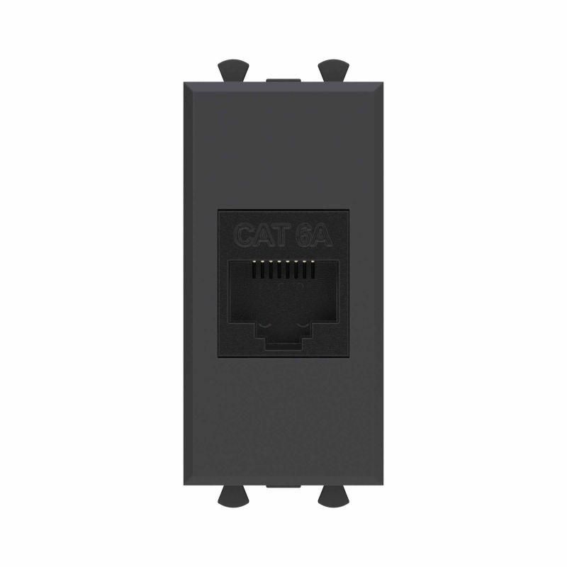 розетка компьютерная 1мод. avanti "черный матовый" rj45 кат.6a без шторок модульная механизм dkc 4412671 от BTSprom.by
