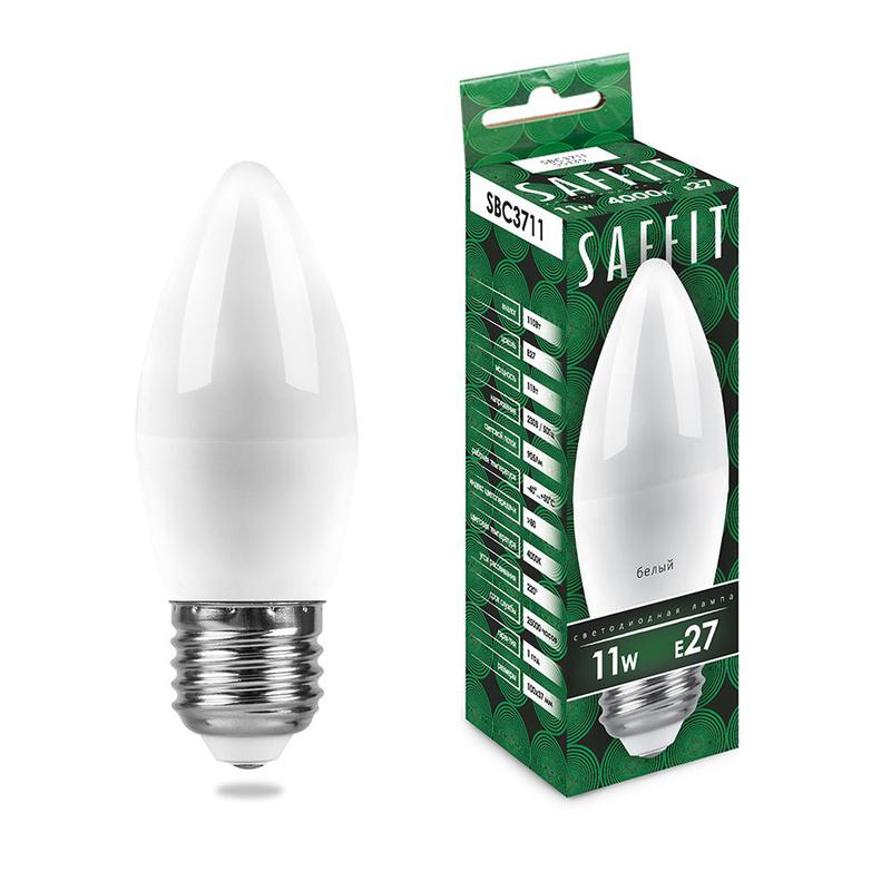 лампа светодиодная 11вт 230в e27 4000к c37 sbc3711 saffit 55135 от BTSprom.by