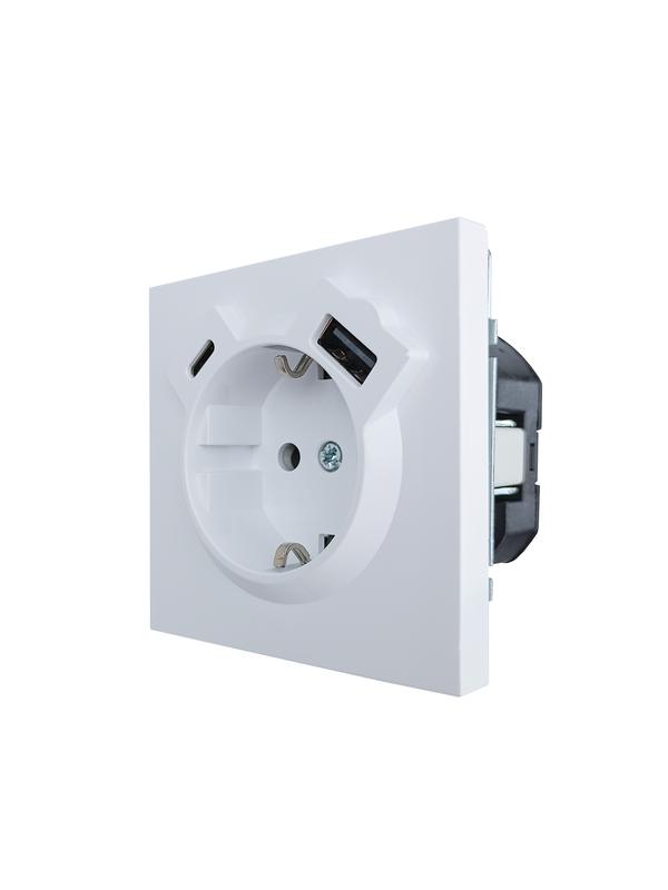  Розетка 1-мест. с/з Type-C+USB разъем СП ZIMA бел. LEZARD 704-0288-181TC фото в каталоге от BTSprom.by