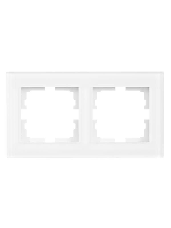  Рамка 2-местн. гориз. VESNA стекло бел. LEZARD 742-5480-147 фото в каталоге от BTSprom.by