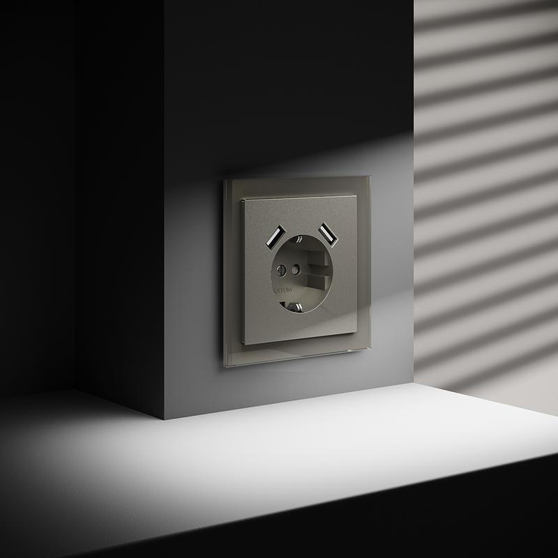  Розетка 1-м СП S70 16А с USB A+A с заземл. защ. шторки механизм шелк Voltum VLS040404 фото в каталоге от BTSprom.by