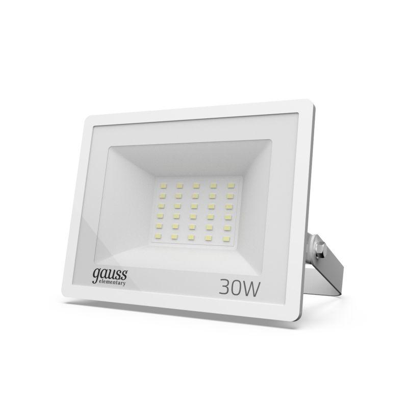  Прожектор светодиодный Elementary 30Вт 6500К IP65 2700лм 200-240В ДО бел. GAUSS 613120330 фото в каталоге от BTSprom.by