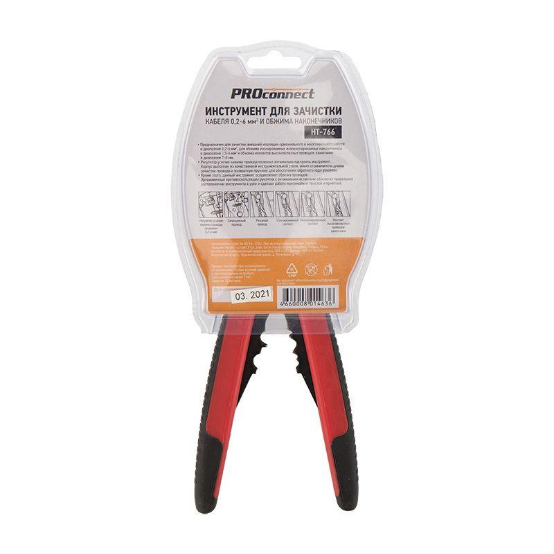  Инструмент для зачистки кабеля 0.2-6.0кв.мм и обжима наконечников HT-766 (HY-371) PROCONNECT 12-4005-4 фото в каталоге от BTSprom.by