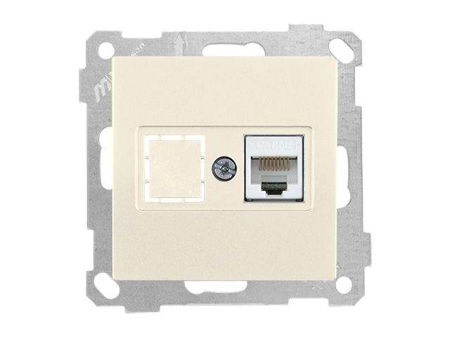 розетка компьютерная 1xrj45 (cat5e, скрытая, без рамки) кремовая, daria, mutlusan ((rj 45)   8-pin, соединения типа 568a или 568b) от BTSprom.by