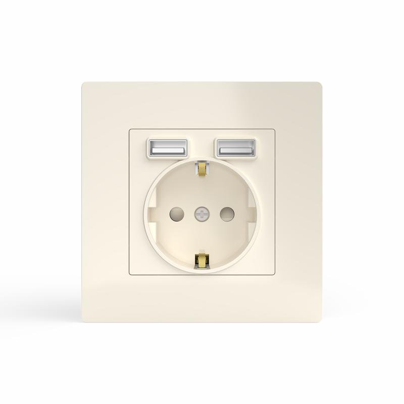  Розетка 1-м СП Pixel с заземл. с 2-мя заряд. устр. USB тип A+A механизм беж. TOKOV ELECTRIC TKE-PX-R1U2A-C02 фото в каталоге от BTSprom.by