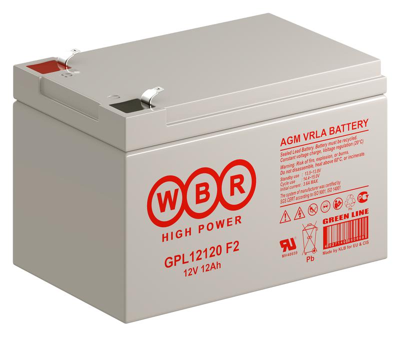  Аккумулятор 12В 12А.ч WBR GPL12120 F2 WBR фото в каталоге от BTSprom.by