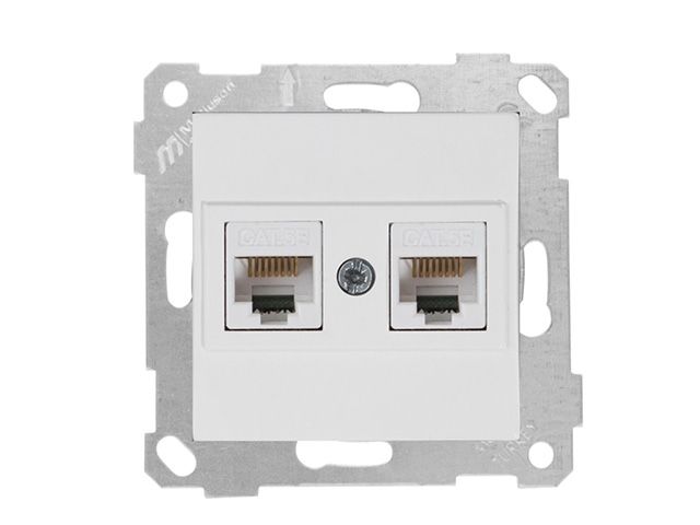 розетка компьютерная 2xrj45 (cat5e, скрытая, без рамки) белая, rita, mutlusan 2200 138 0101 от BTSprom.by