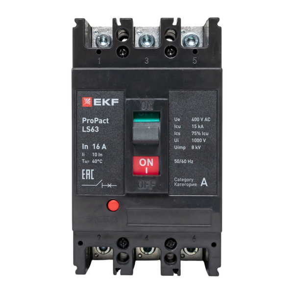  Выключатель автоматический 3п 16А 15кА LS63 ProPact EKF mccb-63-15-3-16-ls фото в каталоге от BTSprom.by