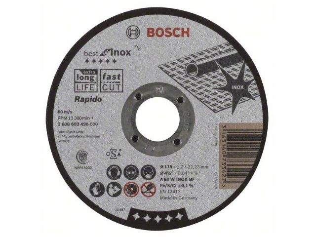 круг отрезной 115х1.0x22.2 мм для нерж. стали best bosch ( прямой) от BTSprom.by