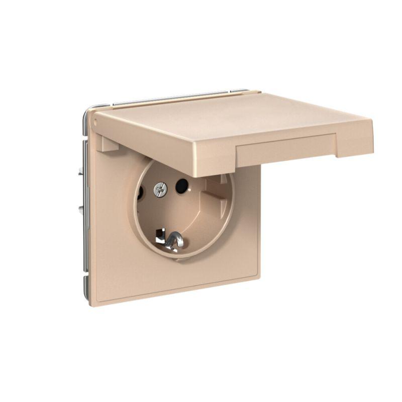  Розетка ArtGallery 16А IP20 с заземл. защ. шторки с крышкой механизм песочн. SE GAL001246 фото в каталоге от BTSprom.by