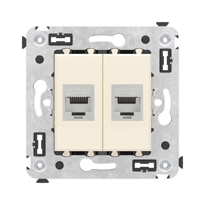 розетка компьютерная 2-м сп avanti "ванильная дымка" rj45 кат.6a без шторок экранир. механизм dkc 4405774 от BTSprom.by