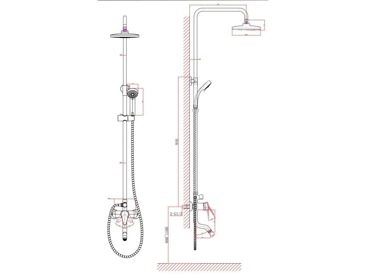  Душевая система (Lt) D40, серия Crocus хром, a-five (L-излив: длина 105 мм, высота 156 мм, монолитный. Троп. душ: вынос 400 мм, диаметр 200 мм.) A5-0137 фото в каталоге от BTSprom.by