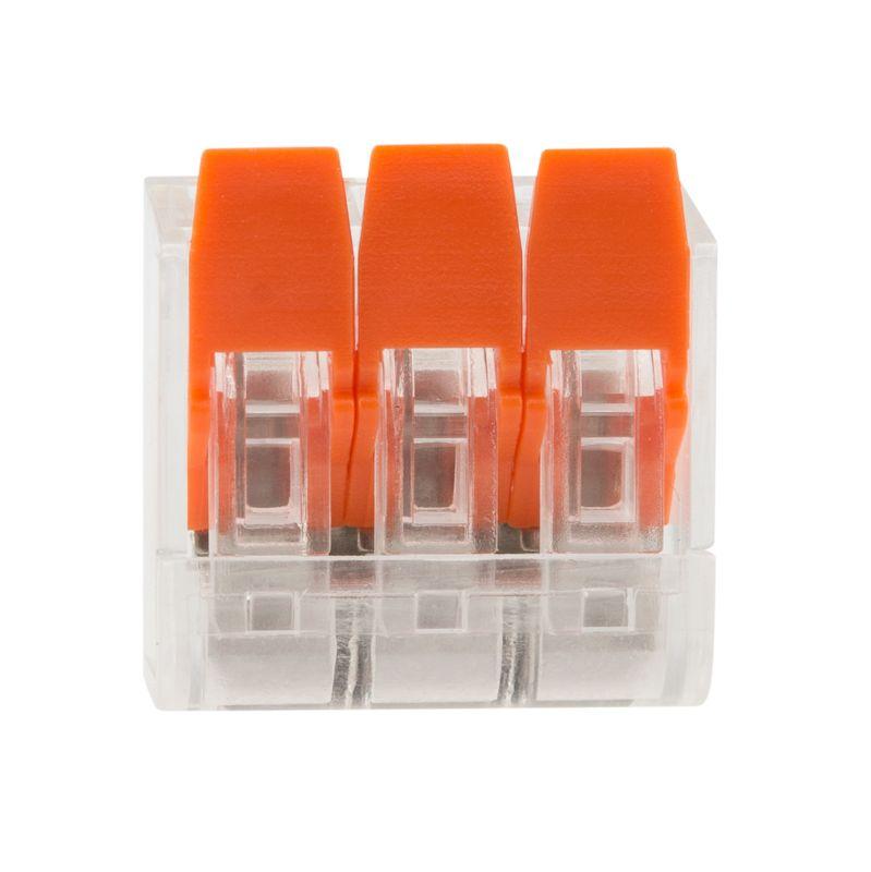  Клемма соединительная рычажковая компактная 3-проводная прозрачная (0.14-4кв.мм) (уп.20шт) Rexant 07-5203-20 фото в каталоге от BTSprom.by