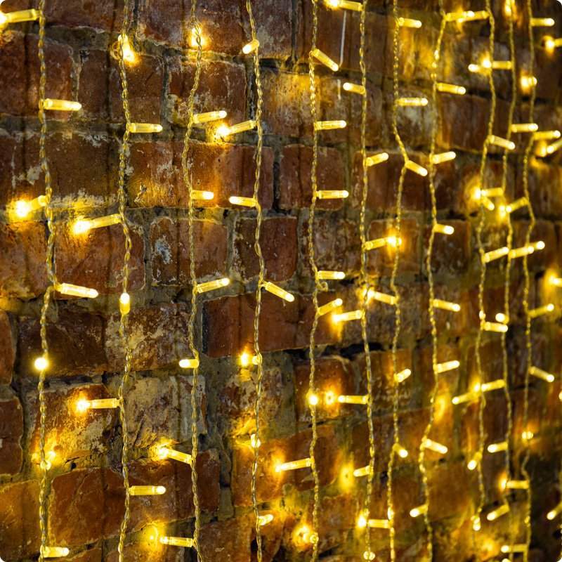 дождь (занавес) 2х1,5м, прозрачный пвх, 360 led, золото от BTSprom.by