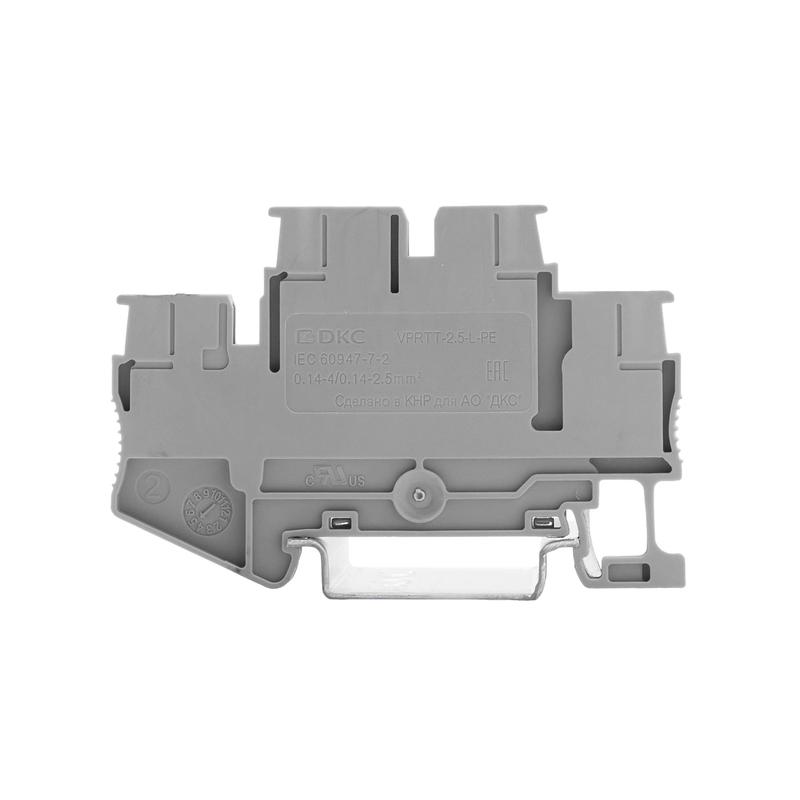  Клемма двухуровневая проходной уровень и заземление; зажим push-in; 4 точки подключения; 2.5кв.мм DKC VPRTT-2.5-L-PE фото в каталоге от BTSprom.by