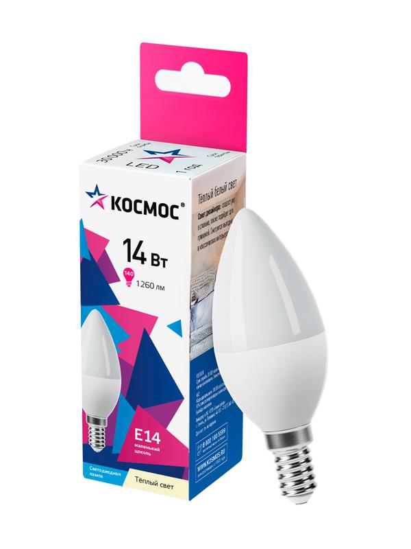 лампа светодиодная cn 14вт e14 3000к 1260лм 174-265в космос lkecled14wcne1430 от BTSprom.by