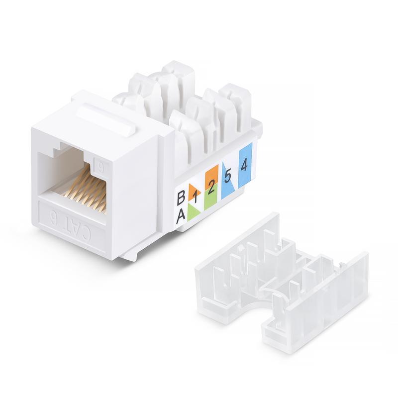 вставка keystone jack rj45 кат.6 kj-rj45-cat.6-90-sw заделка тип 110 со стяжкой бел.cabeus 10071c от BTSprom.by