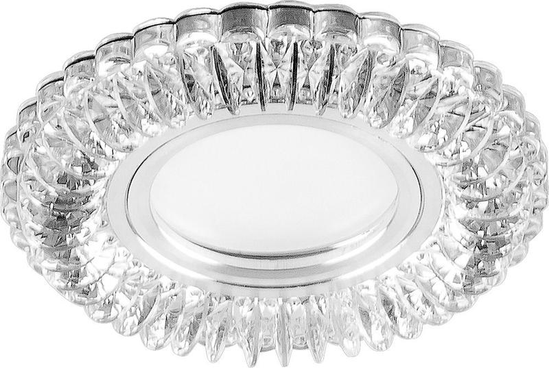 светильник потолочный встраиваемый со светодиодной подсветкой 15ledх2835 smd 4000к mr16 50вт g5.3 прозрачн. хром cd904 с драйвером в комплекте feron 28977 от BTSprom.by