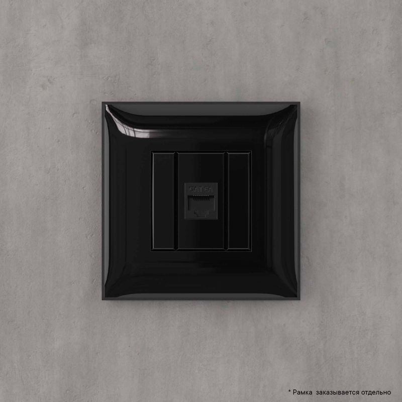  Розетка компьютерная 1-м СП Avanti "Черный квадрат" RJ45 кат.6A без шторок механизм DKC 4402673 фото в каталоге от BTSprom.by