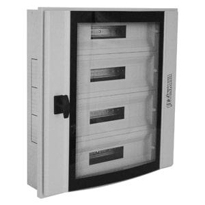 корпус щита распределительного 600х600х100мм din-рейки 72m(4х24) навесной прозр. дверца из гнутого стекла метал. сер. cetinkaya pano cpd6006010saps от BTSprom.by