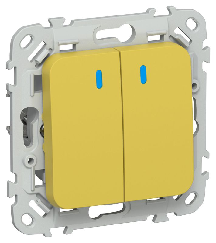 выключатель 2-кл. сп flite вс12-1-1-флжк 10а с индикацией механизм желт. карри iek fi-v20-1-10-1-k44 от BTSprom.by