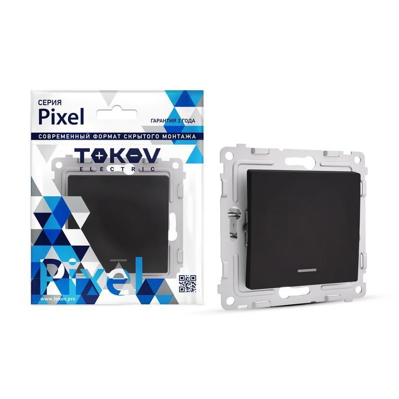 выключатель 1-кл. сп pixel 10а ip20 с индикатором механизм карбон tokov electric tke-px-v1i-c14 от BTSprom.by