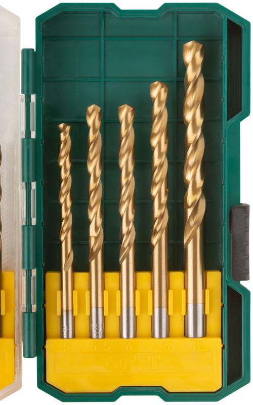  Набор сверл HSS по металлу 1.5; 2; 2.5; 3; 3.2; 3.5; 4; 4.5; 5; 5.5; 6; 6.5; 8мм покрытие титан. (13 предметов) FIT 34216 фото в каталоге от BTSprom.by