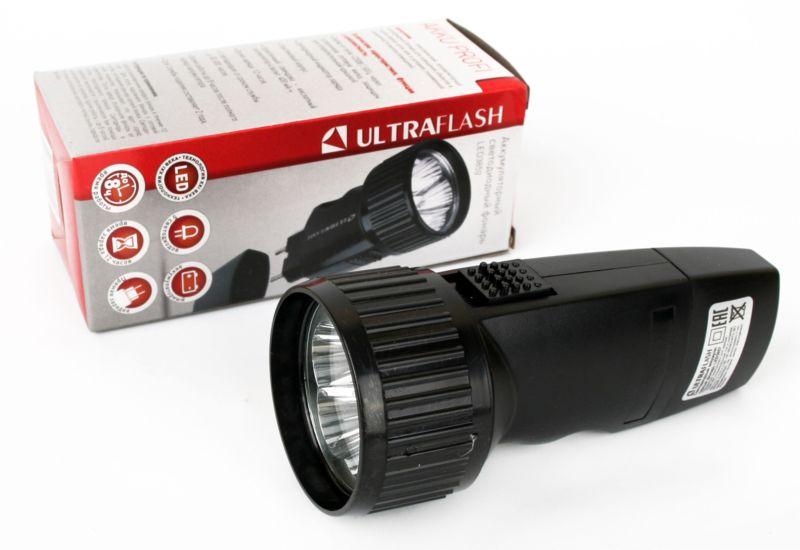 фонарь аккумуляторный led3859 5 led 220в аккум. sla пластик. черн. (кор.) ultraflash 14020 от BTSprom.by