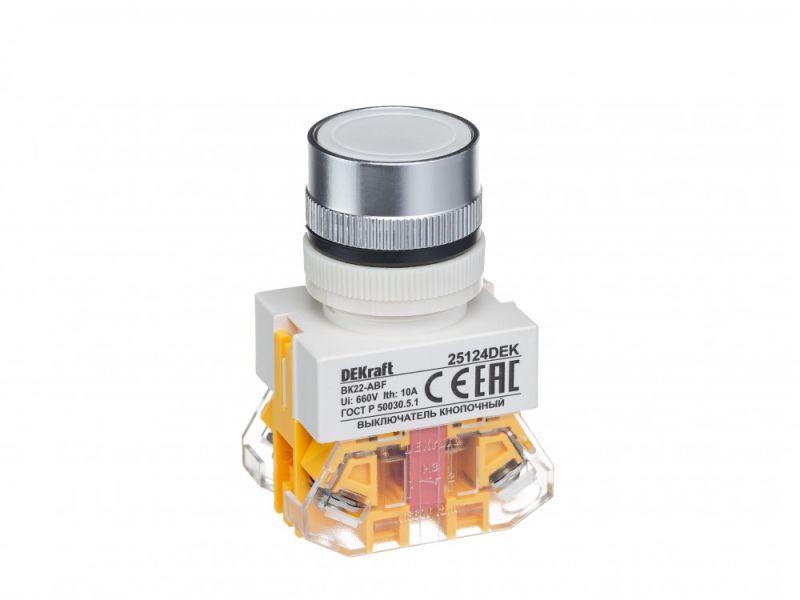 выключатель кнопочный abf вк-22 d22мм 220в с фиксацией бел. dekraft 25124dek от BTSprom.by