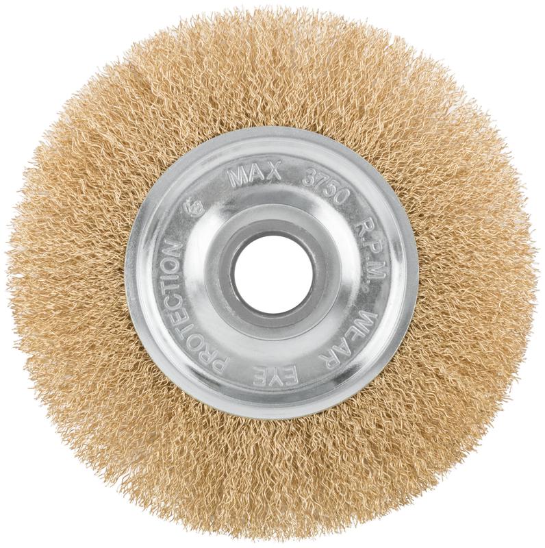  Корщетка дисковая прямая d посадочный 22.2мм стальная латунированная волнистая проволока 150мм КУРС 39026 фото в каталоге от BTSprom.by