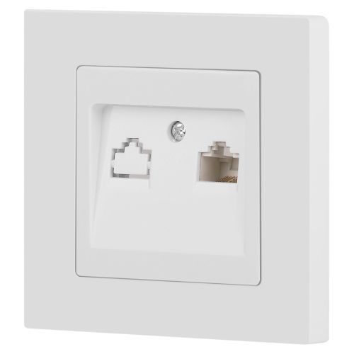  Розетка компьютерная 1-м СП Accent 6-303-01М RJ45 IP20 бел. матов. Intro Б0063625 фото в каталоге от BTSprom.by