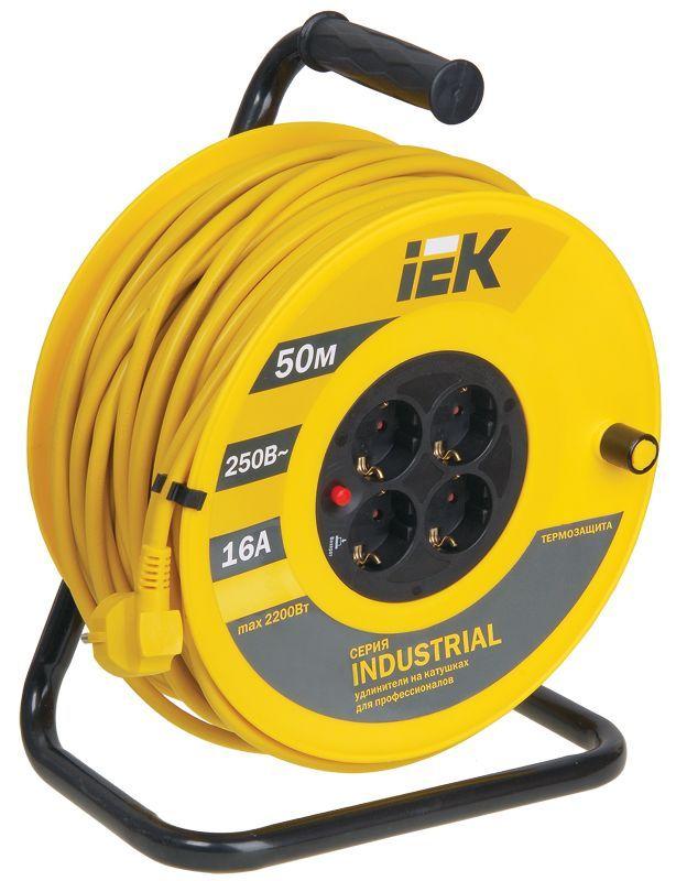 удлинитель на катушке 4х50м с заземл. 16а ip20 industrial ук50 3х1.5 термозащита iek wkp15-16-04-50 от BTSprom.by