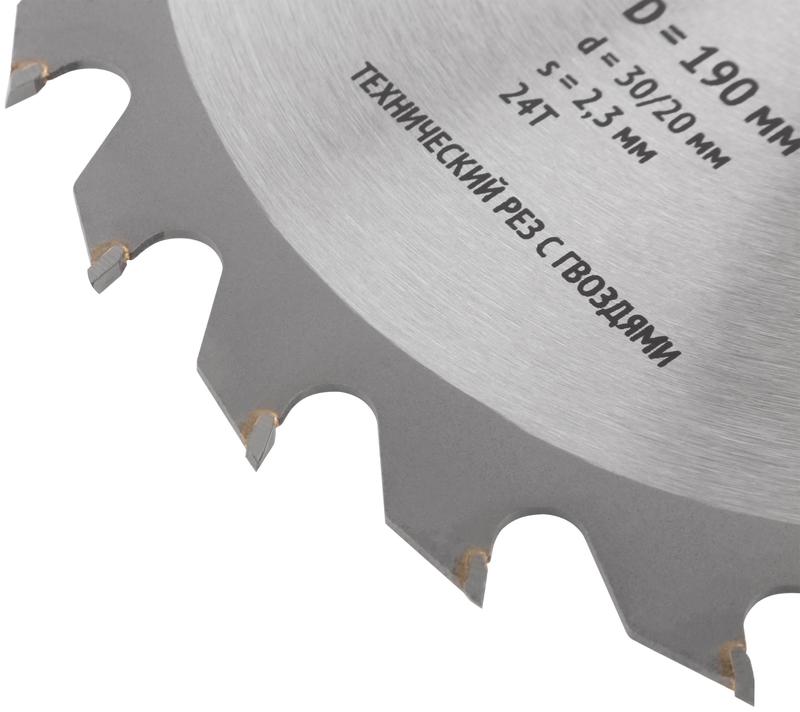  Диск пильный для циркулярных пил по дереву 190х30/20х24T технический рез с гвоздями FIT 37707 фото в каталоге от BTSprom.by