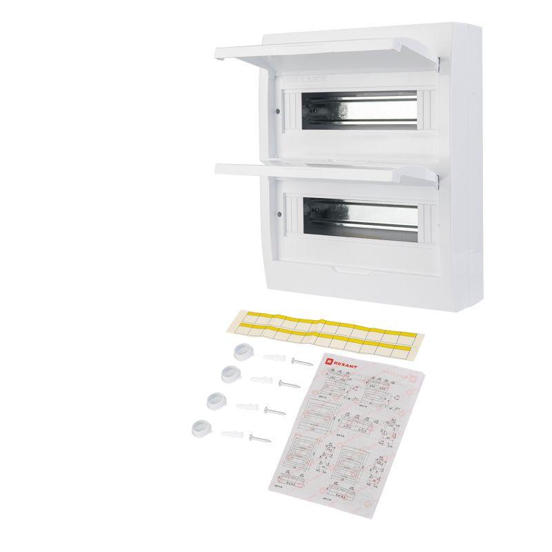  Бокс ЩРН-П-24 IP41 пластик. бел. (бел. дверца) Rexant 11-0325 фото в каталоге от BTSprom.by