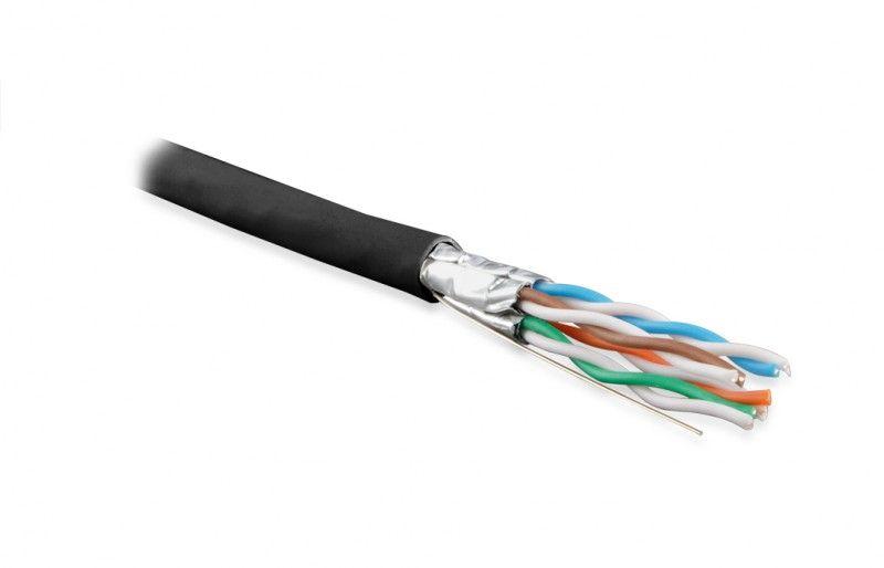 кабель витая пара u/ftp кат.6a 4 пары 23 awg ож solid кажд. пара в экране без общего экрана внешн. pe uftp4-c6a-s23-out-pe-bk-500 черн. (уп.500м) hyperline 359210 от BTSprom.by
