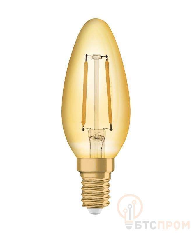 лампа светодиодная филаментная vintage 1906 led cl b fil gold 22 non-dim 2.5w/824 2.5вт 2400к тепл. бел. e14 220лм 220-240в (замена 22вт) зол. osram 4058075293212 от BTSprom.by